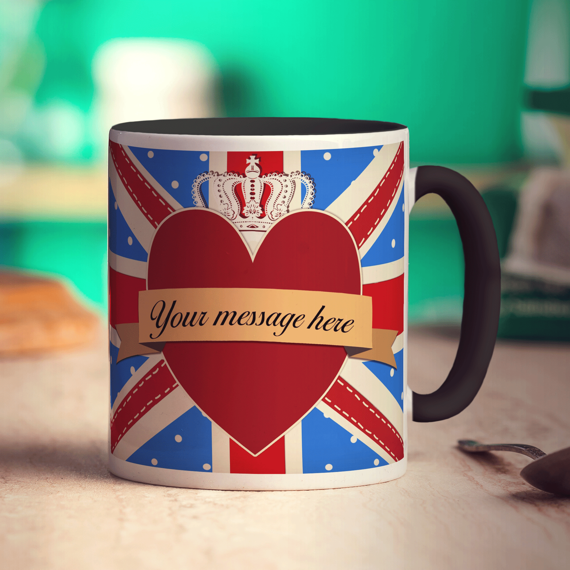 Union Jack Royal Heart Message Mug