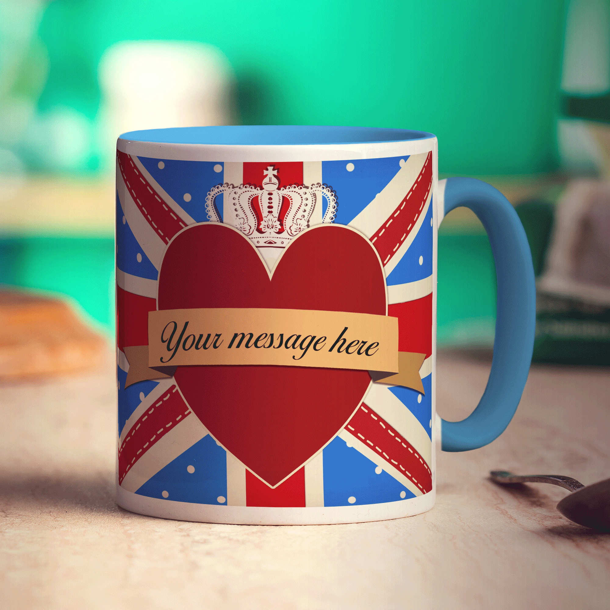 Union Jack Royal Heart Message Mug