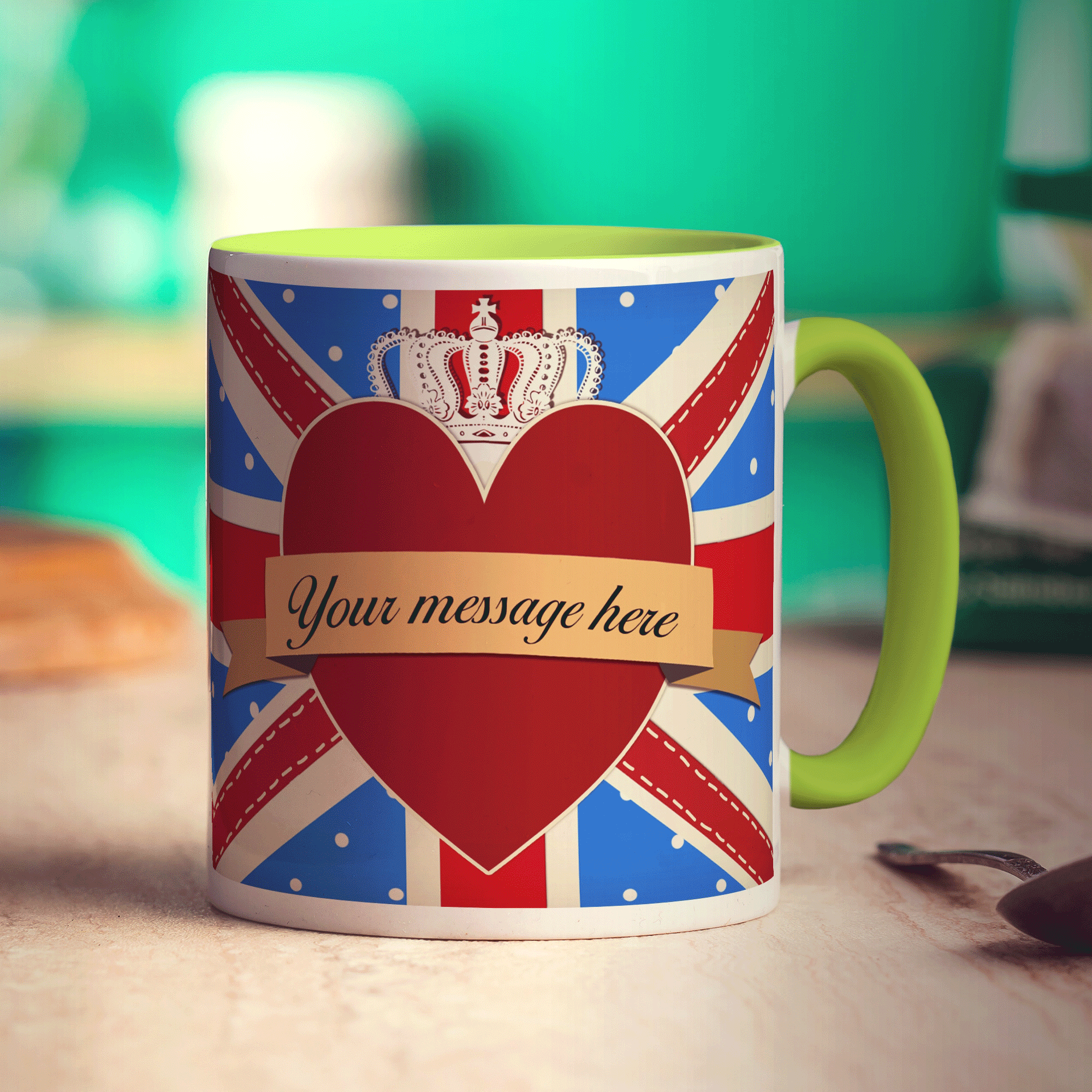 Union Jack Royal Heart Message Mug
