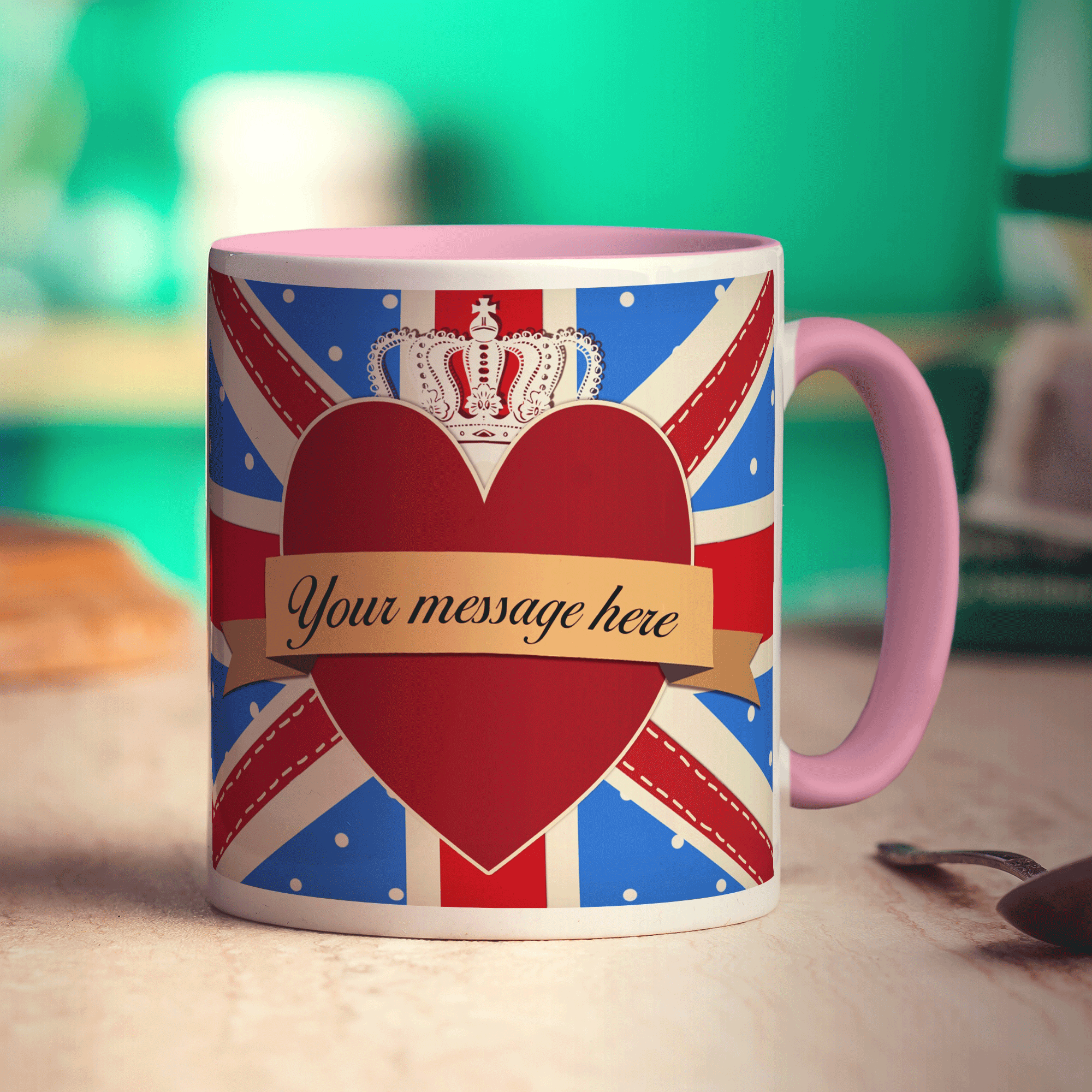Union Jack Royal Heart Message Mug
