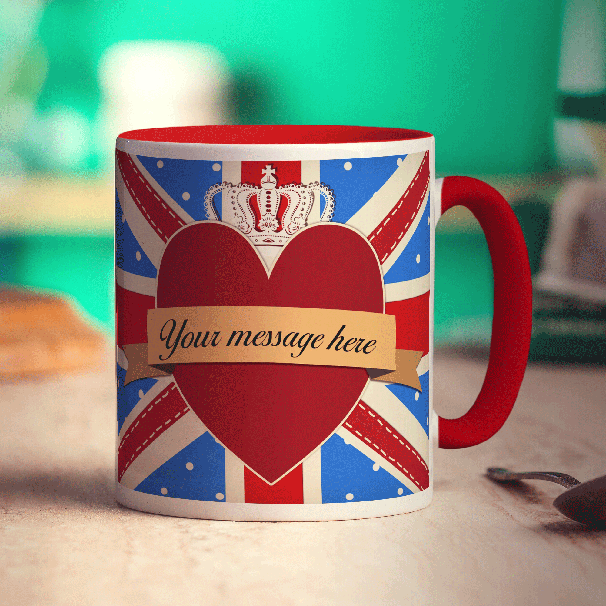 Union Jack Royal Heart Message Mug