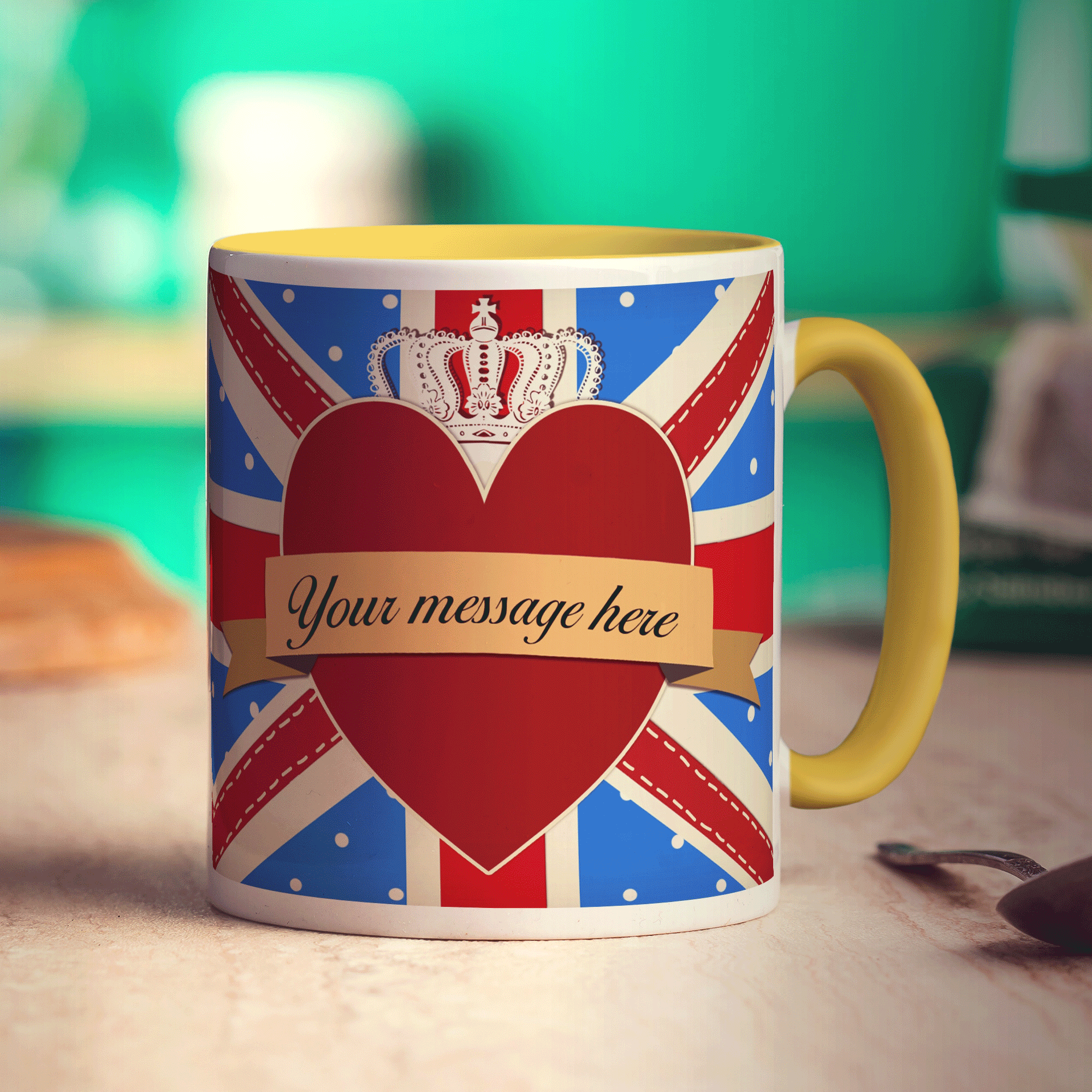 Union Jack Royal Heart Message Mug