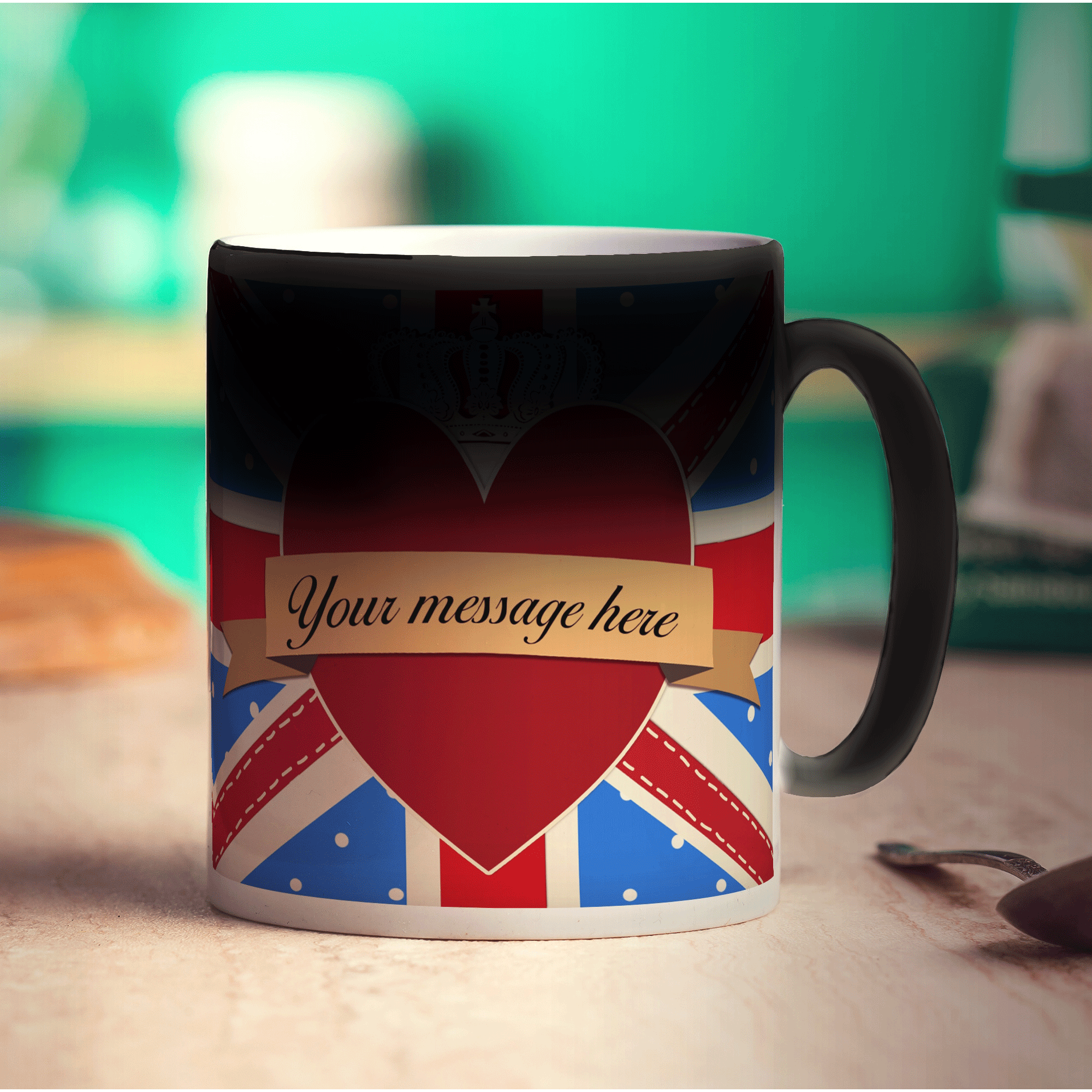 Union Jack Royal Heart Message Mug