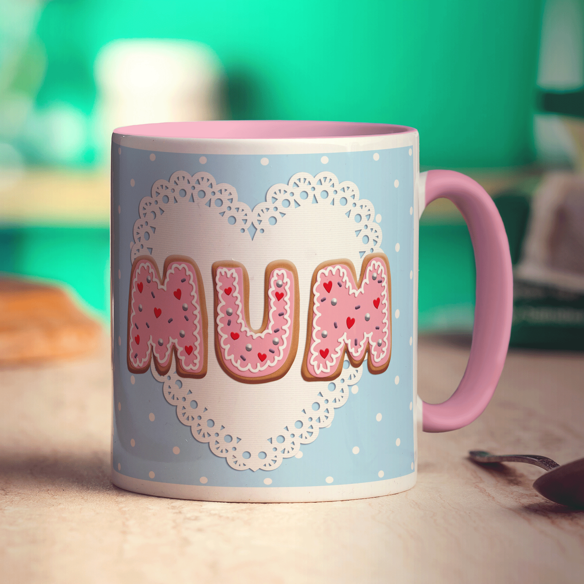 Decorated Biscuit "Mum" Message Mug