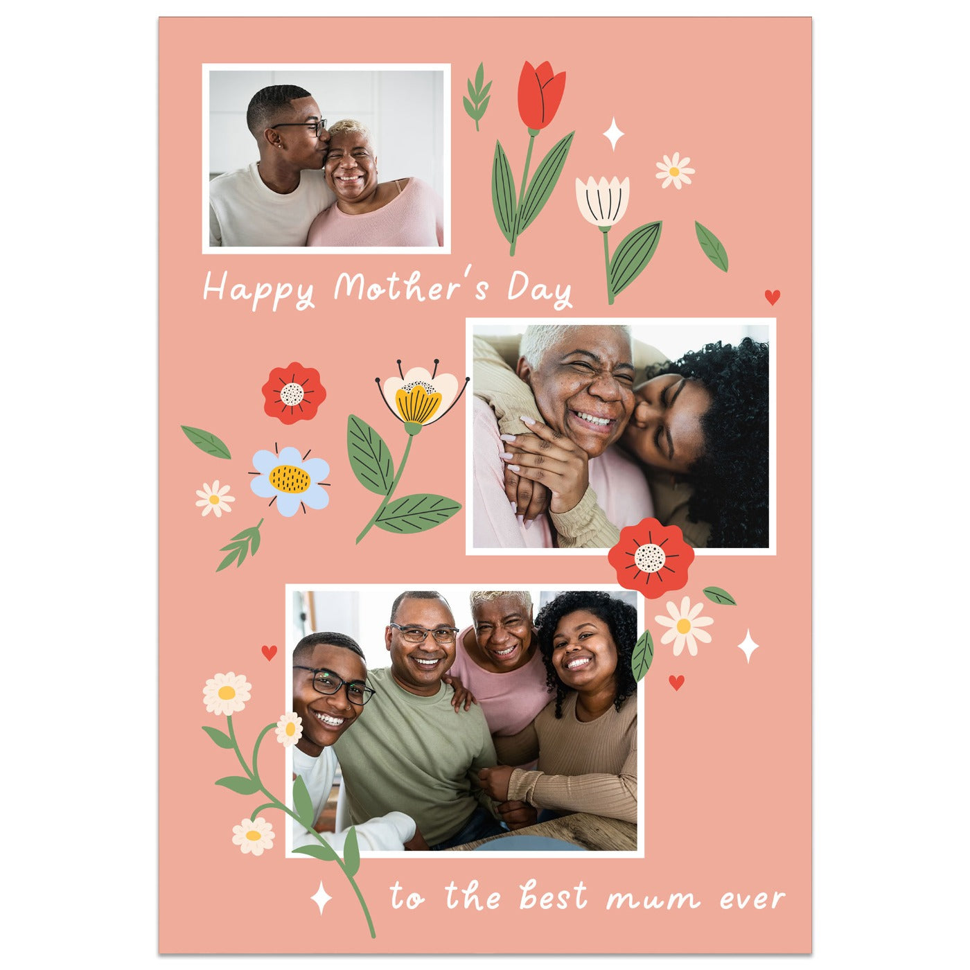 3 Photo Floral Mother's Day Card