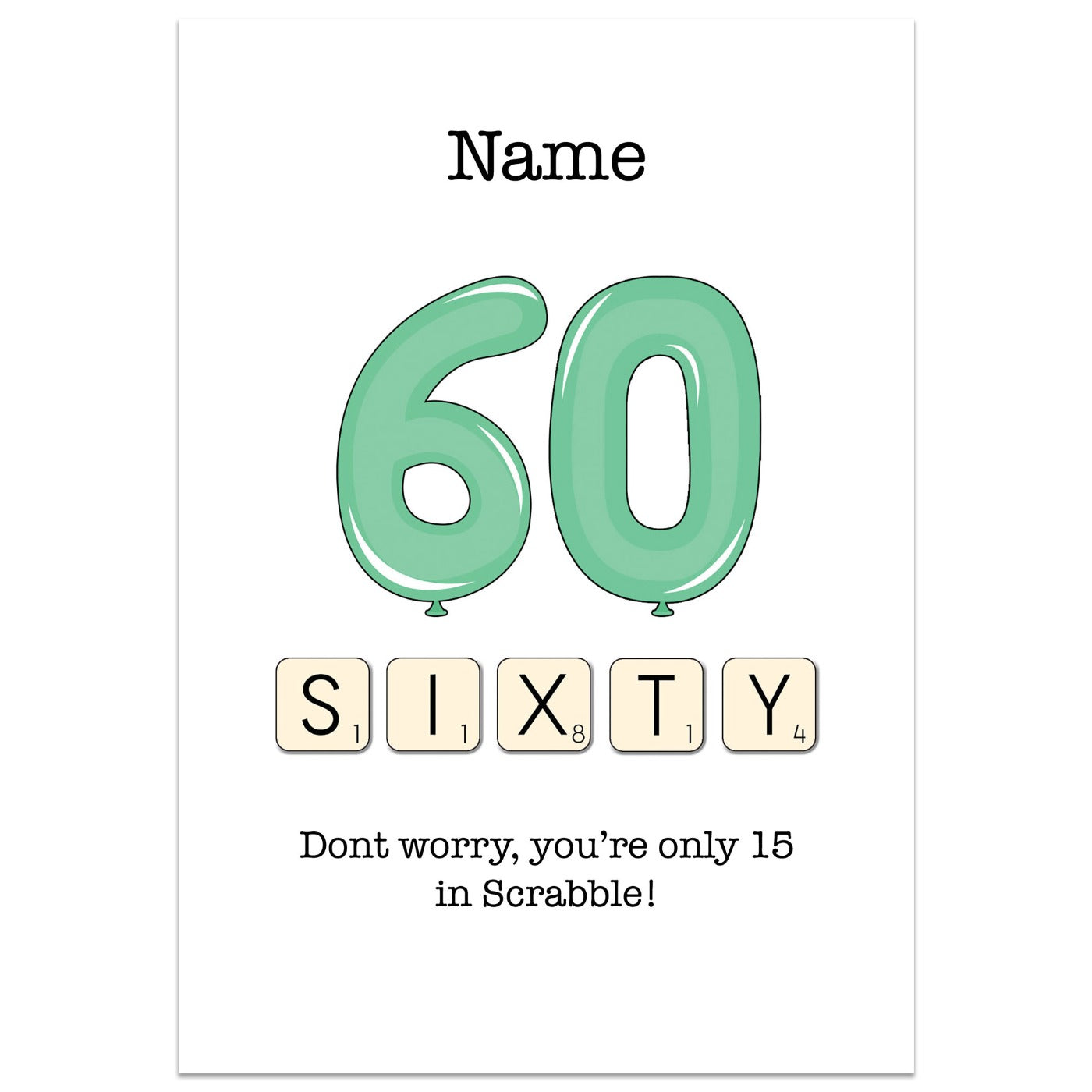 60th Birthday Scrabble Card