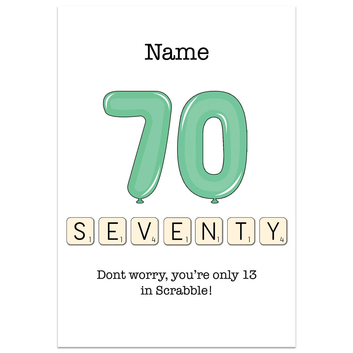 70th Birthday Scrabble Card