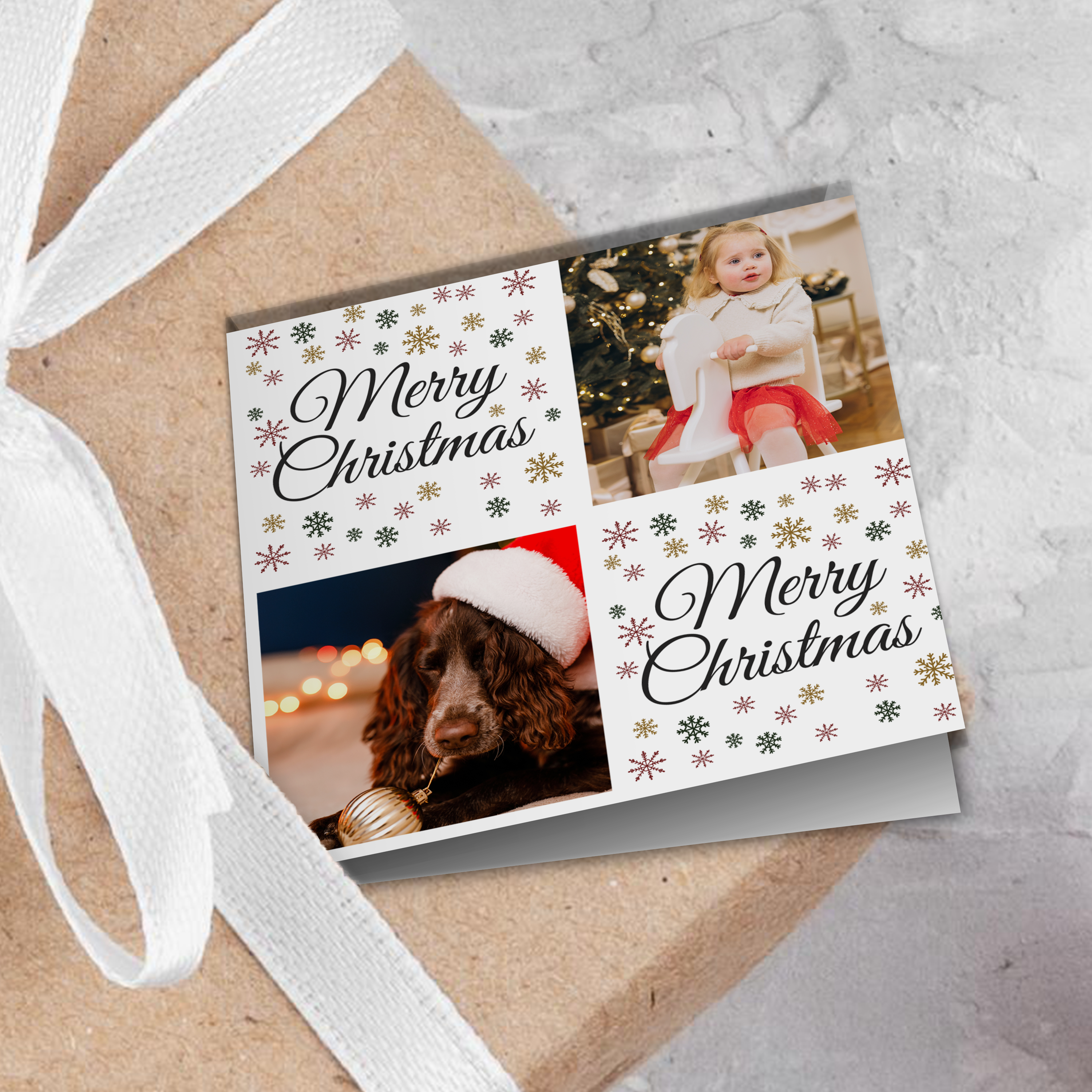 Snowflake Merry Christmas Photo Wrapping Paper