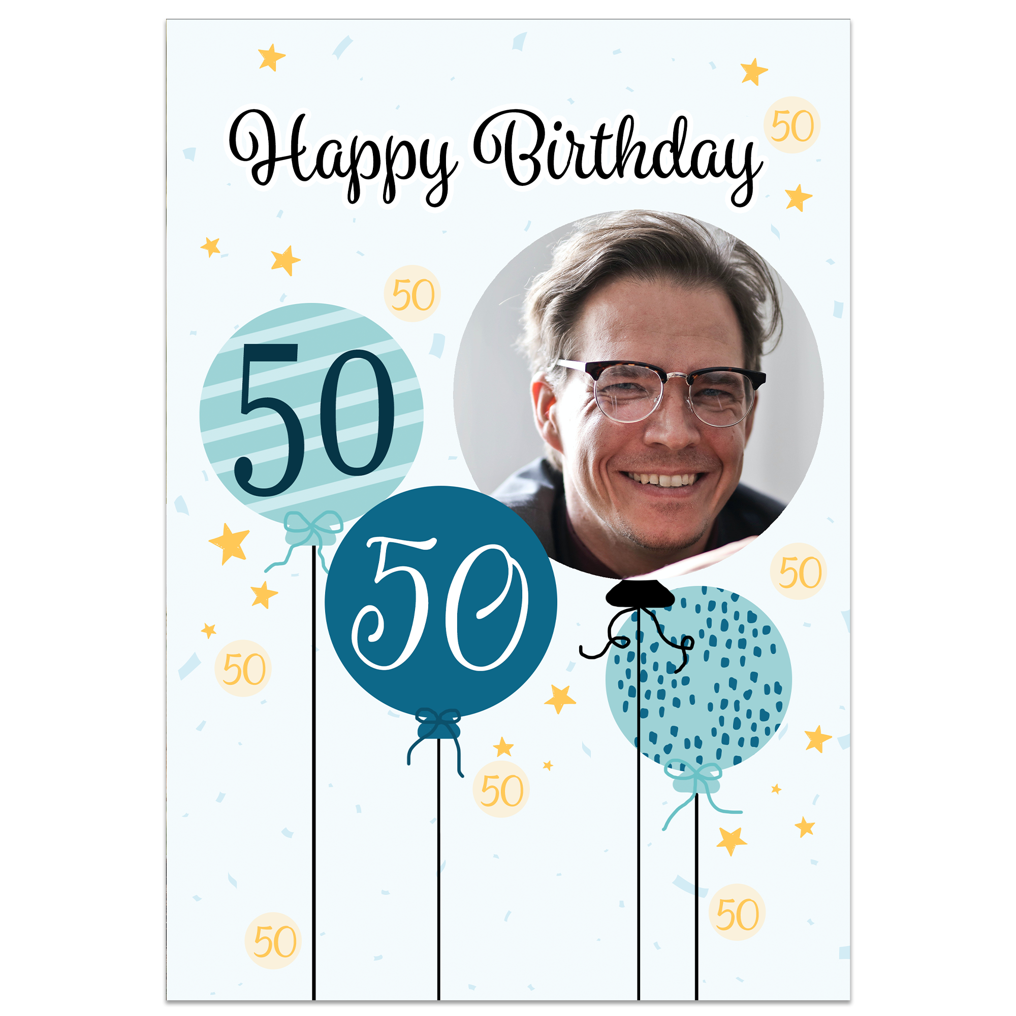 50th Birthday Balloon Photo Card