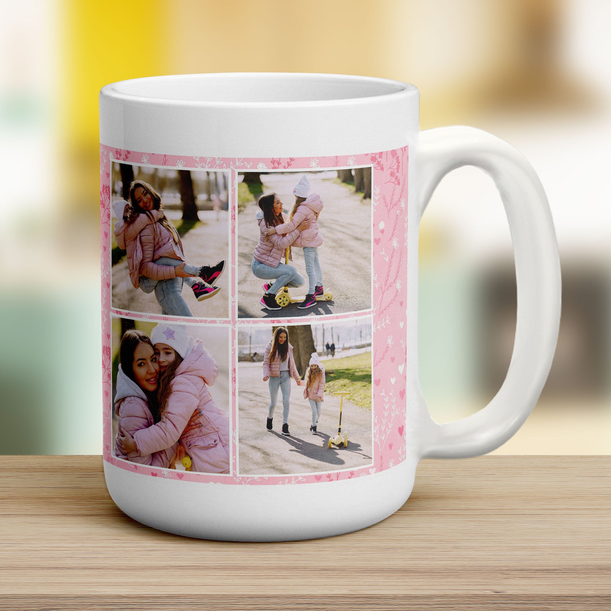 Pink 4 Photo Mother's Day Mug With Message
