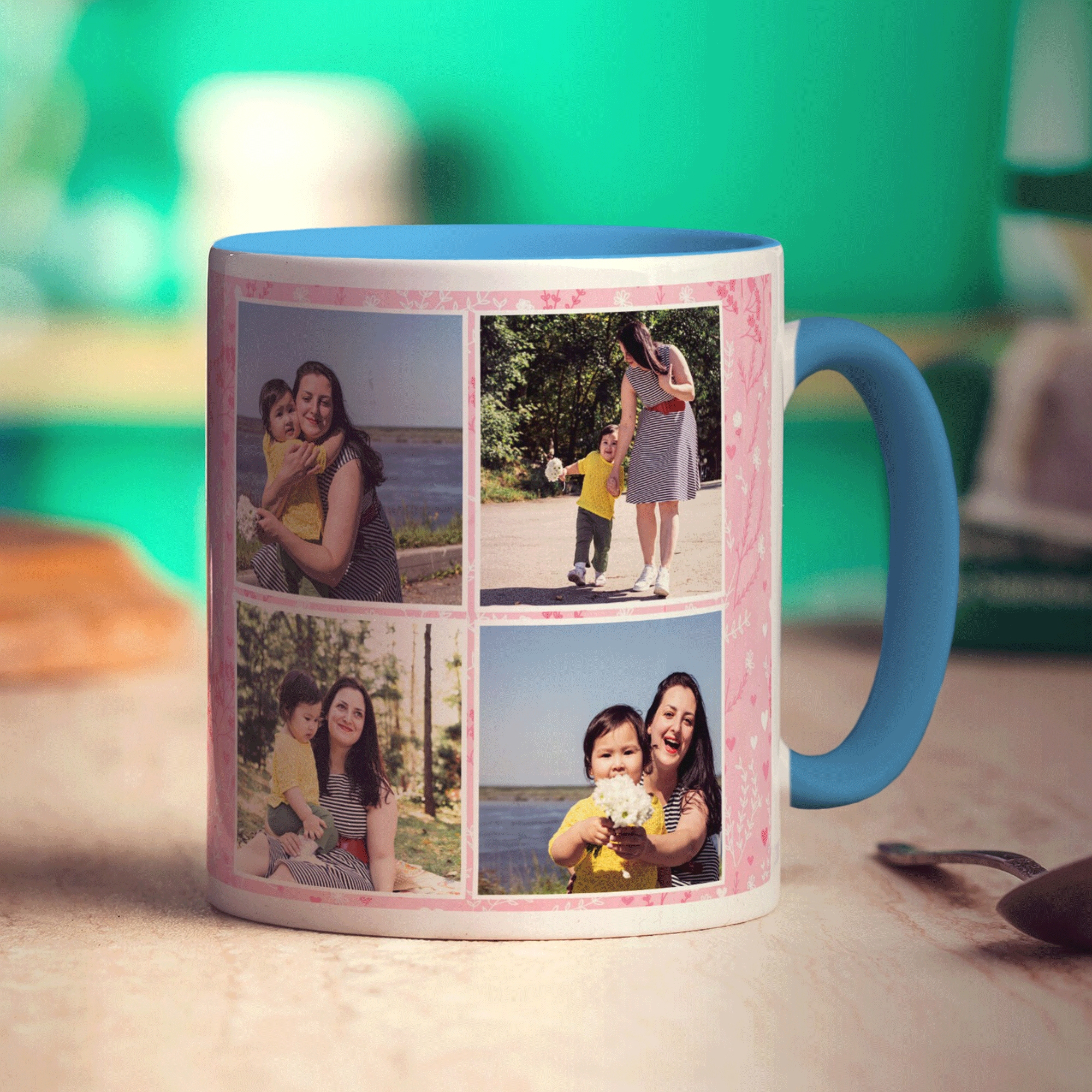 Pink 4 Photo Mother's Day Mug With Message