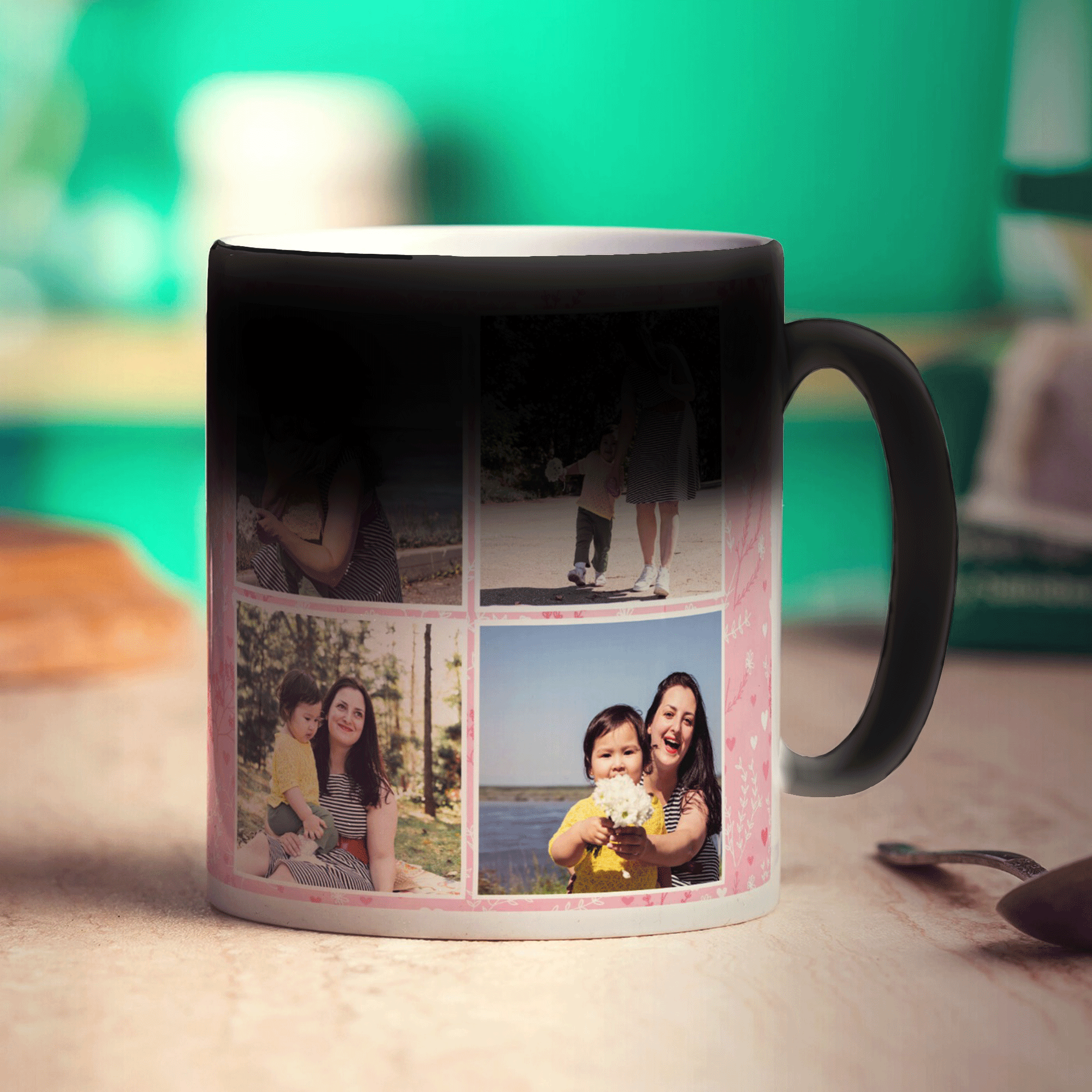 Pink 4 Photo Mother's Day Mug With Message