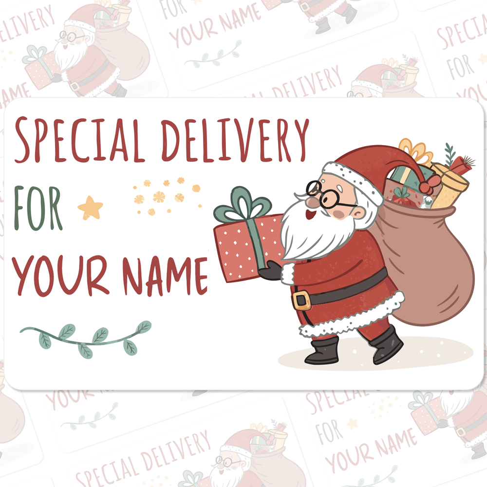 'Special Delivery' Personalised Christmas Stickers (Sheet of 24)