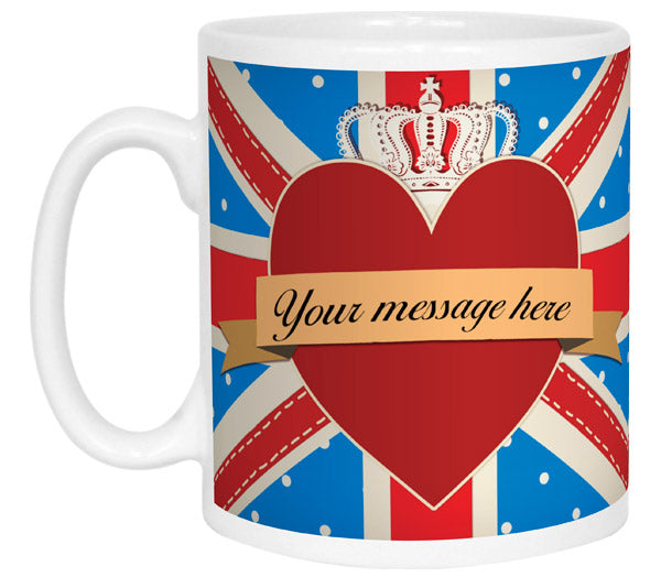 Union Jack Royal Heart Message Mug