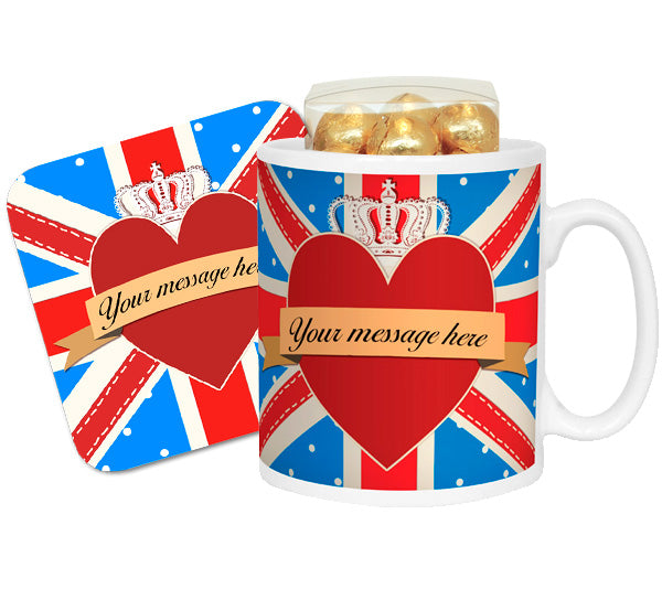 Union Jack Royal Heart Message Mug