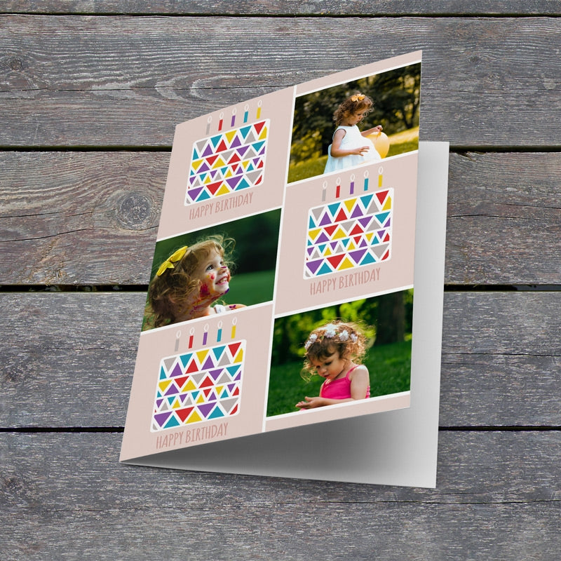 Birthday Cake Photo Personalised Card Lying Down