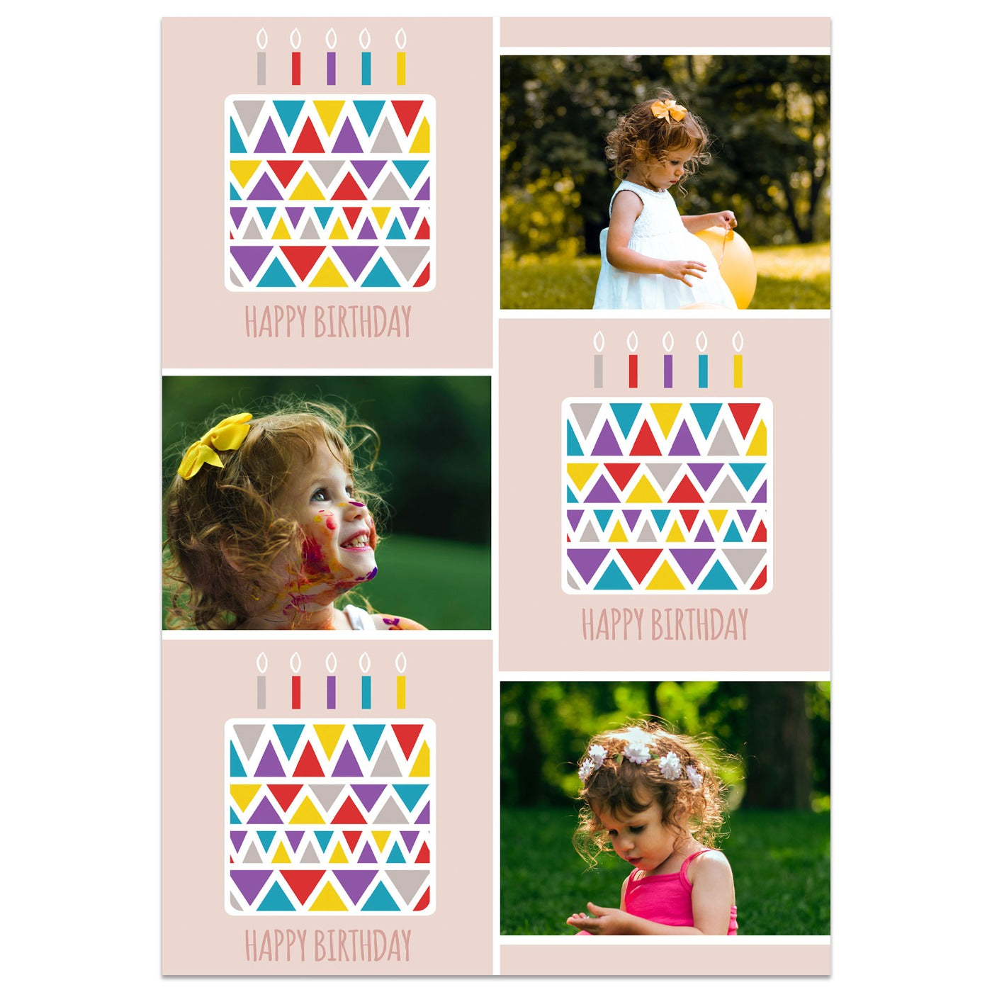 Birthday Cake Photo Personalised Card Lying Down