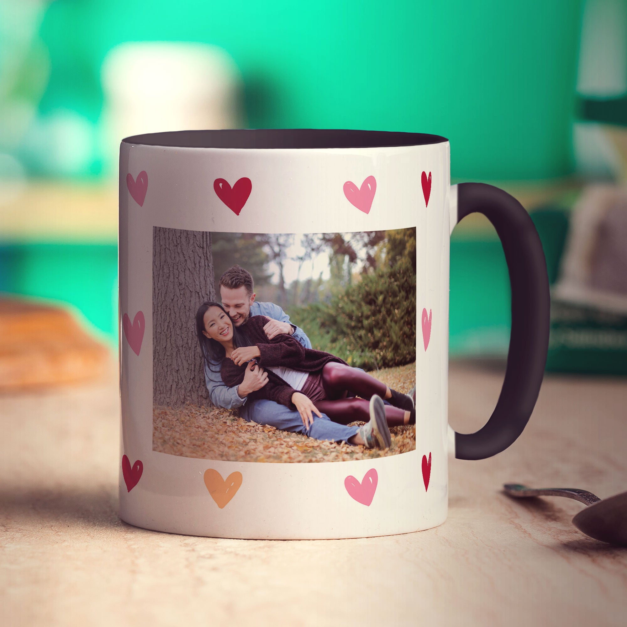 Hearts Personalised Photo Mug with Message