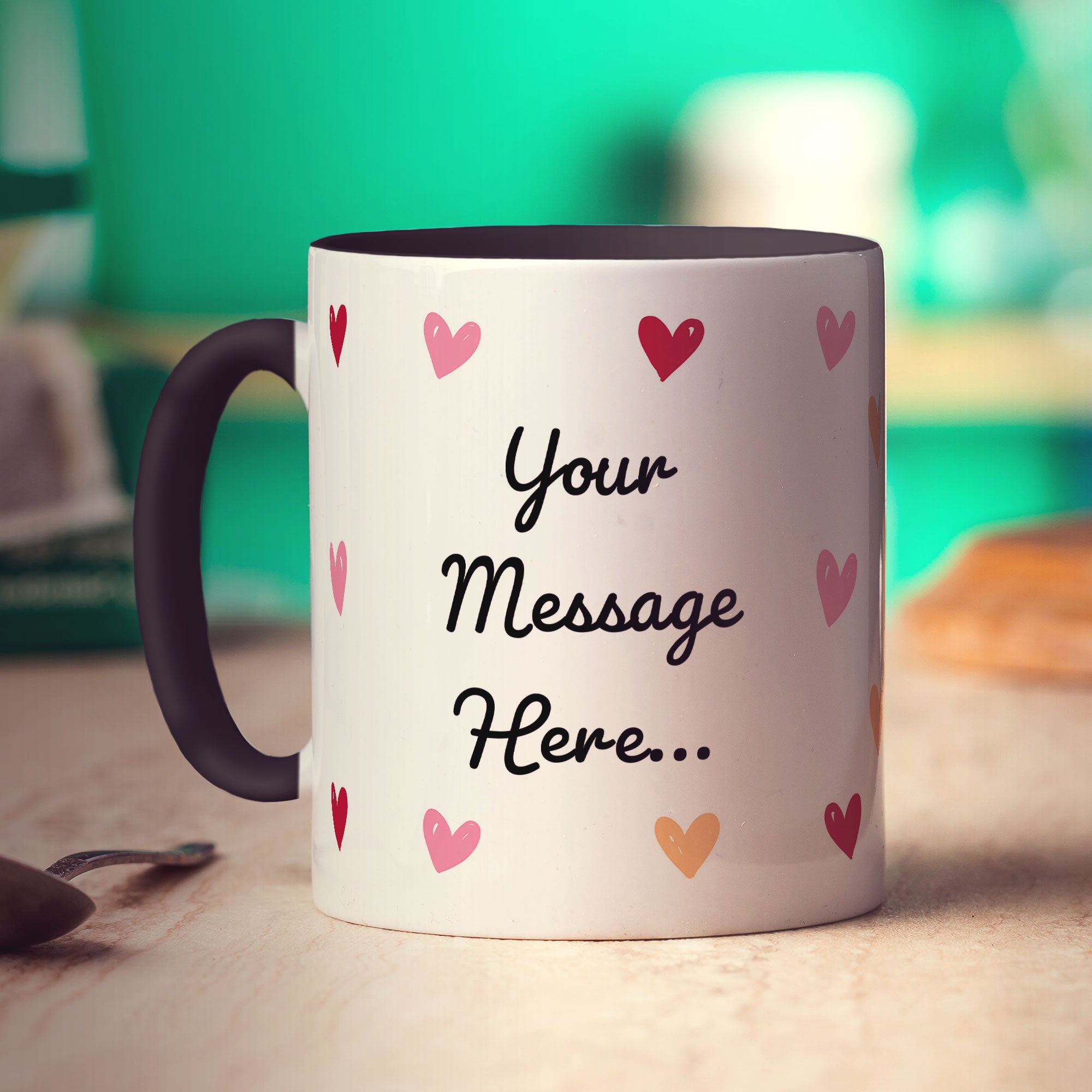 Hearts Personalised Photo Mug with Message