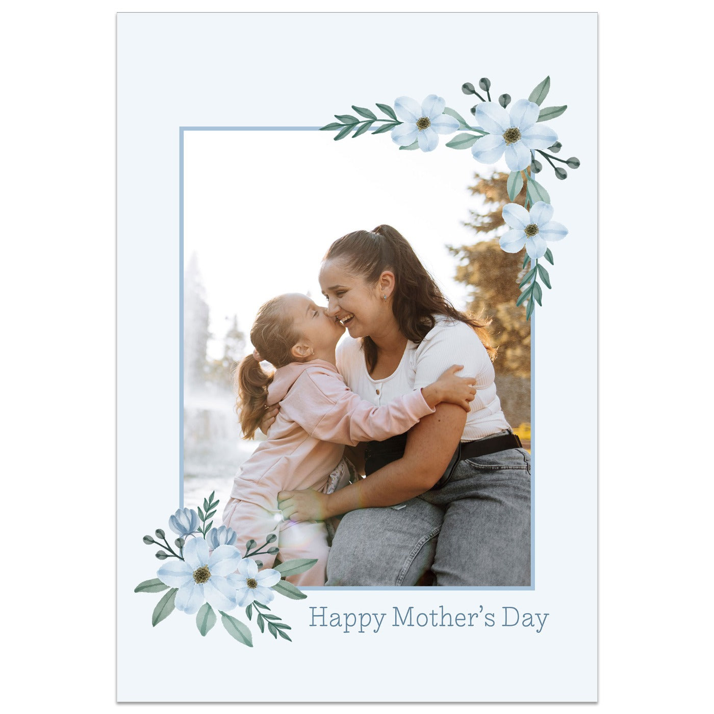Blue Floral Mother's Day Photo Card