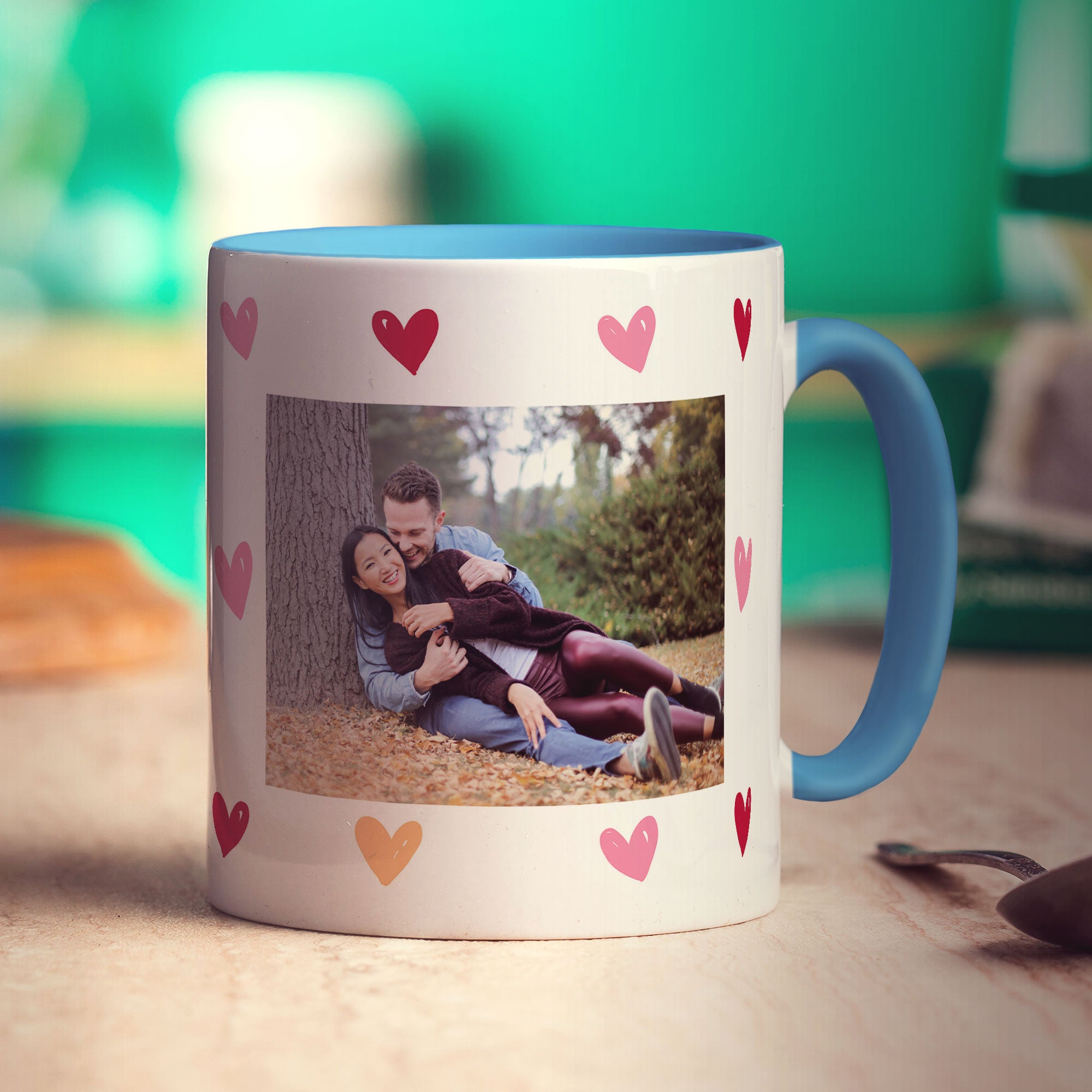Hearts Personalised Photo Mug with Message
