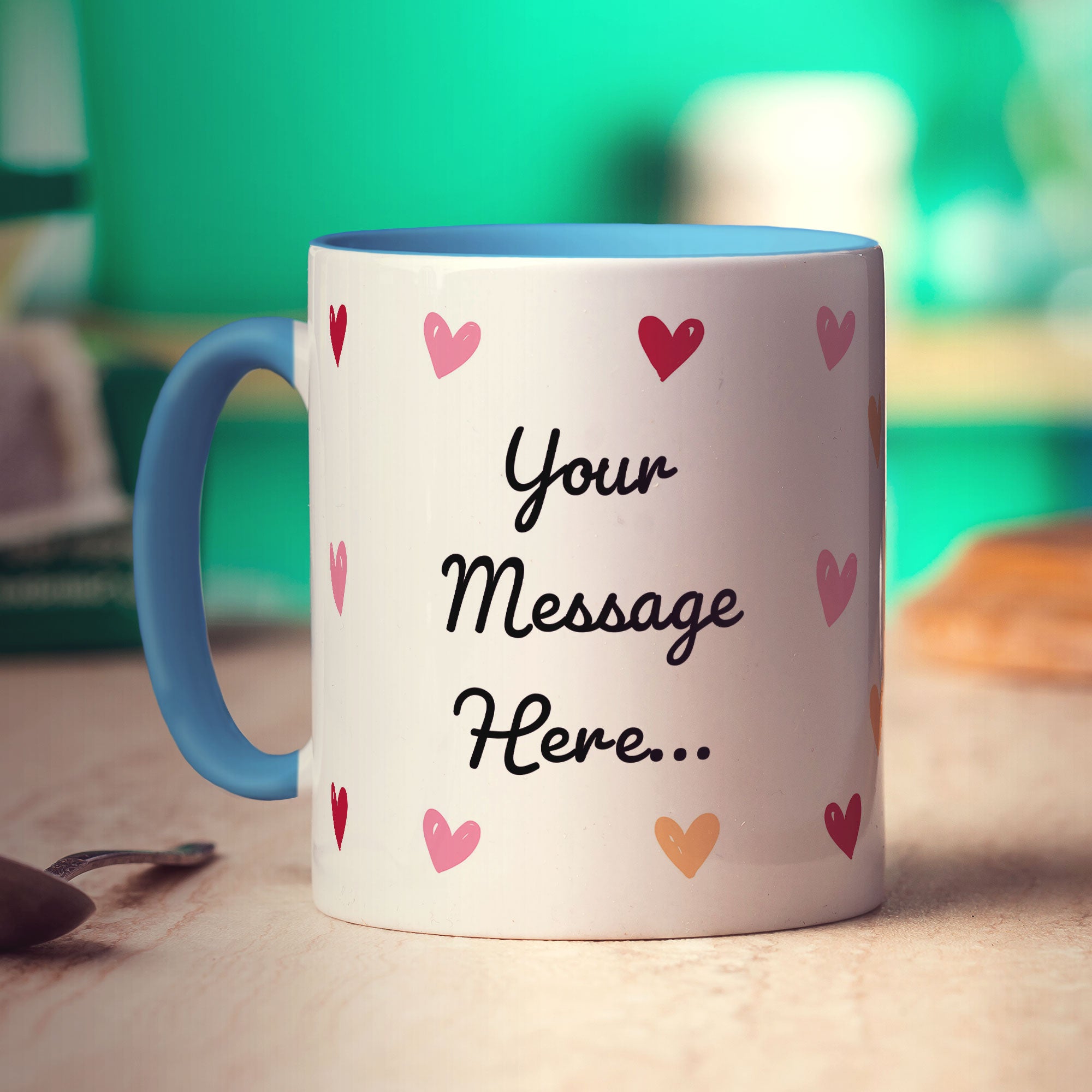 Hearts Personalised Photo Mug with Message