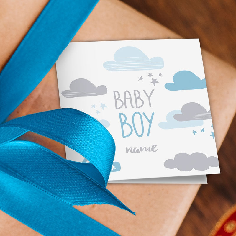Clouds and Stars Baby Boy Gift Tags Addon