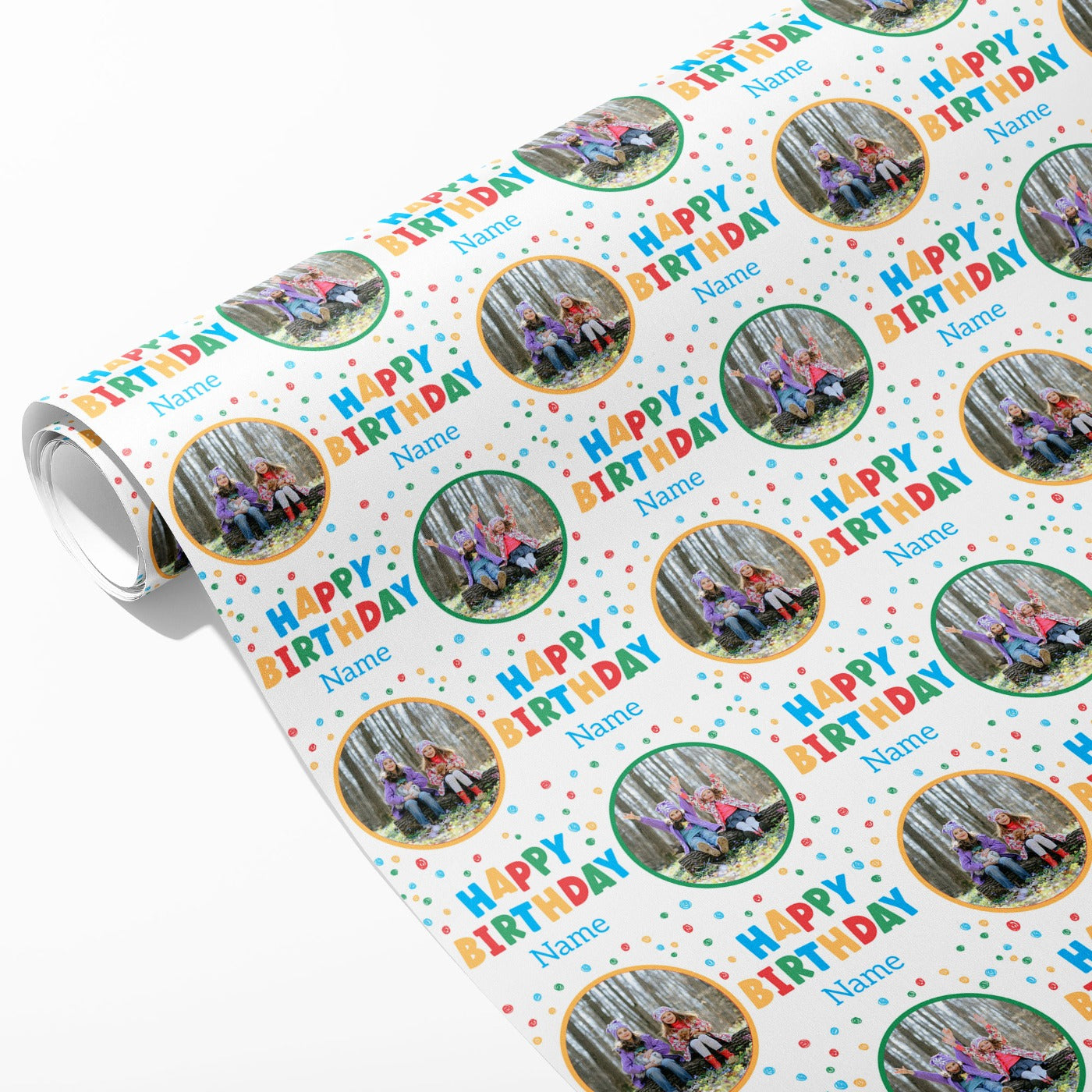 Colourful 'Happy Birthday' Photo Wrapping Paper