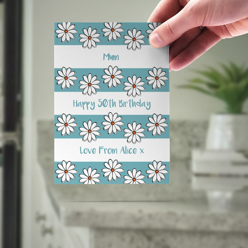 Daisy Personalised Birthday Card Held