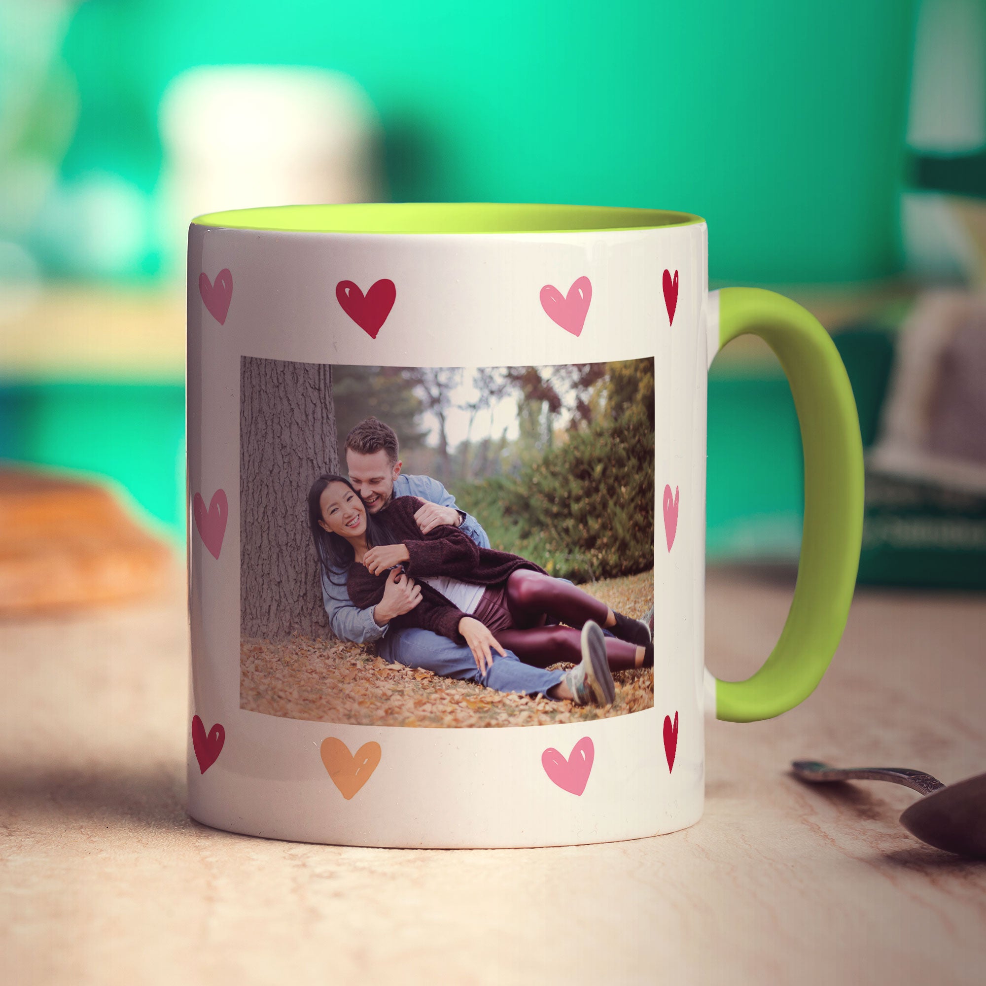 Hearts Personalised Photo Mug with Message