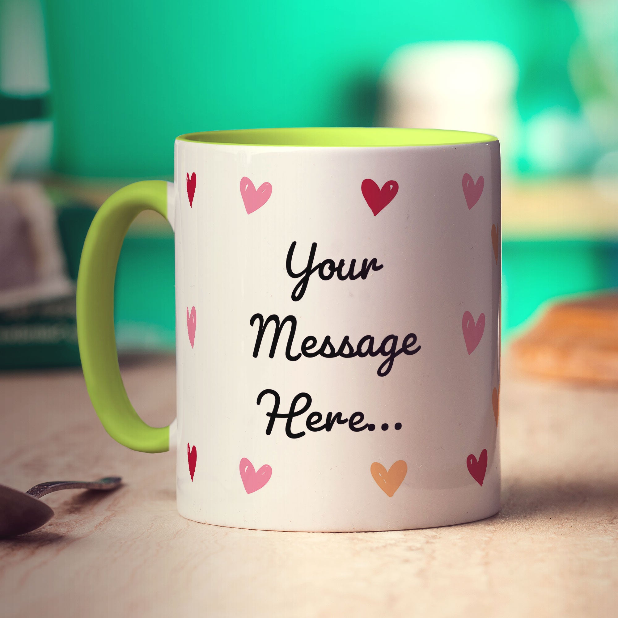 Hearts Personalised Photo Mug with Message