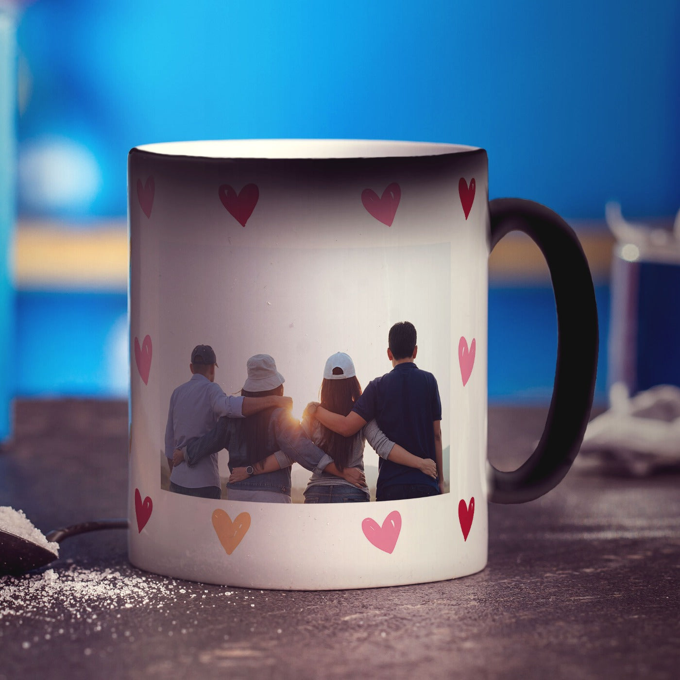 Magic Heat Sensitive Photo and Message Mug with Hearts