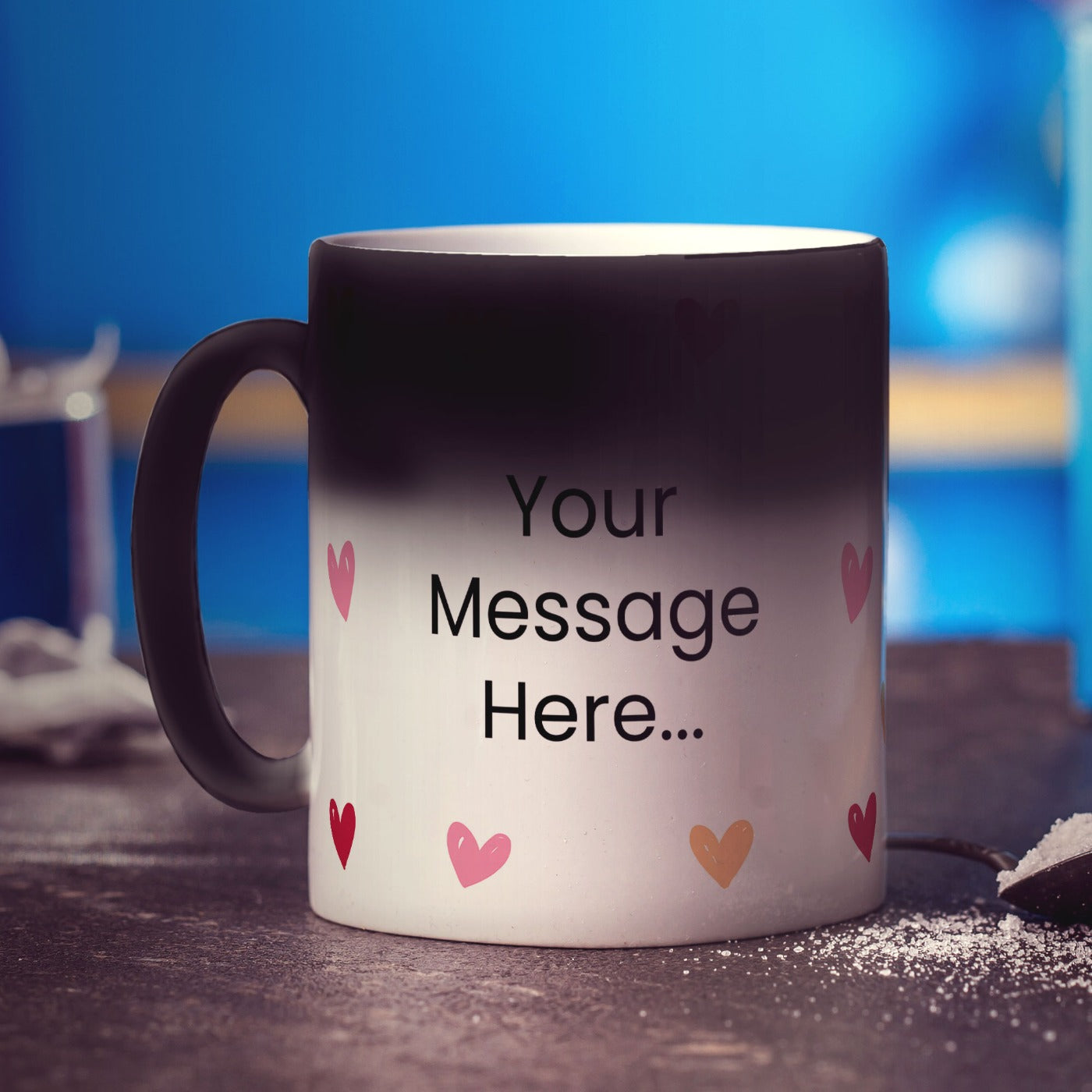 Magic Heat Sensitive Photo and Message Mug with Hearts