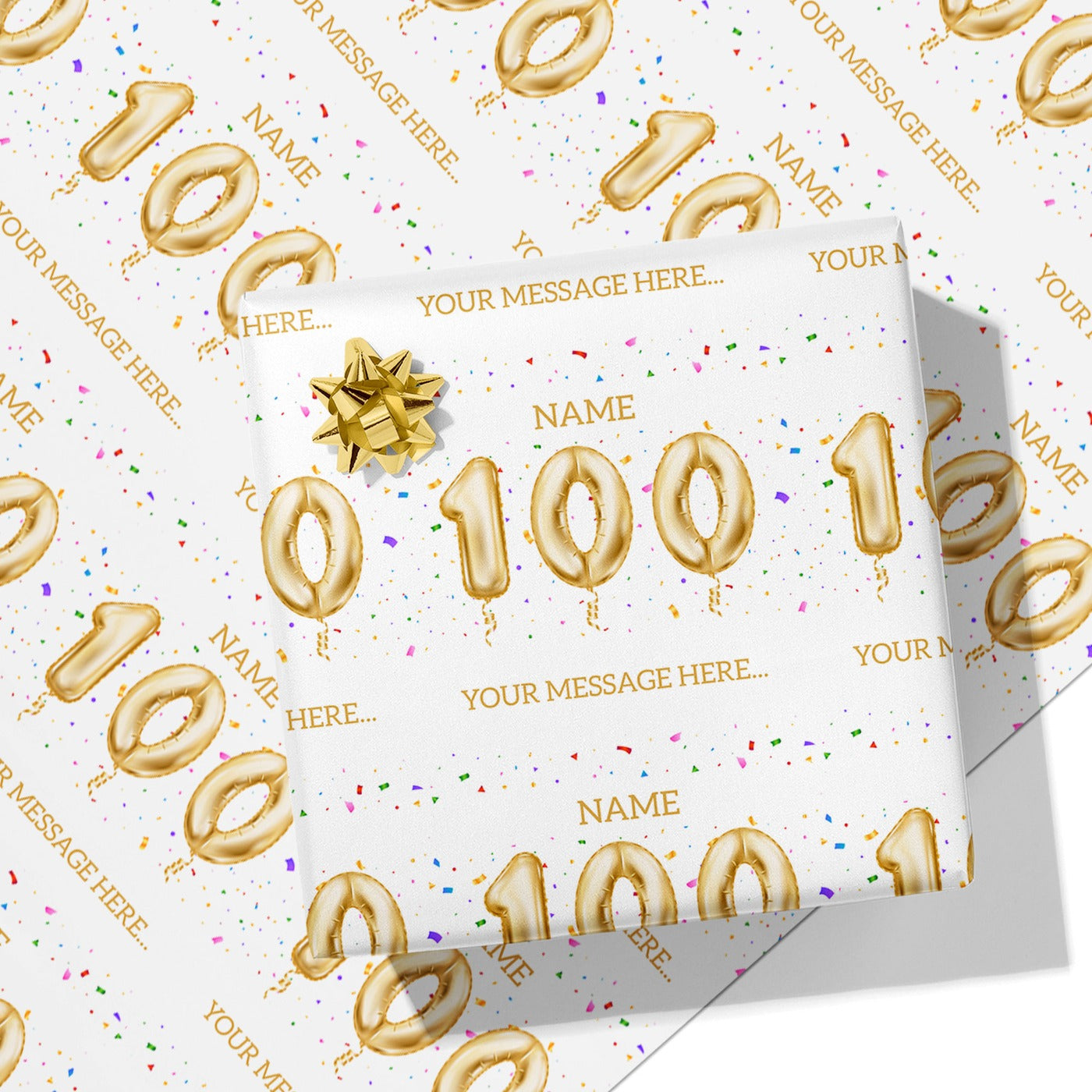 100th Milestone Birthday Balloon Name and Message Wrapping Paper