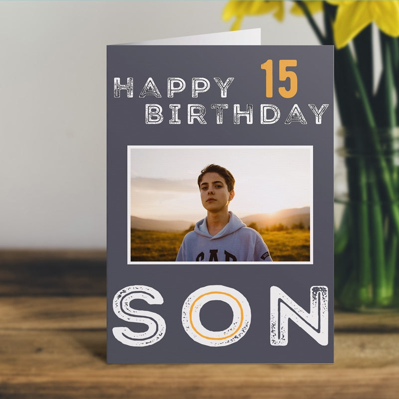Happy Birthday Son Photo Personalised Card Standing Up