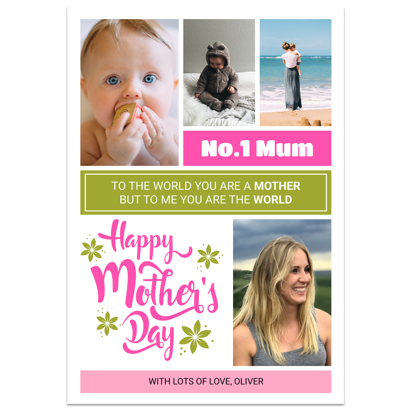 Personalised Number One Mum Card Lying Down