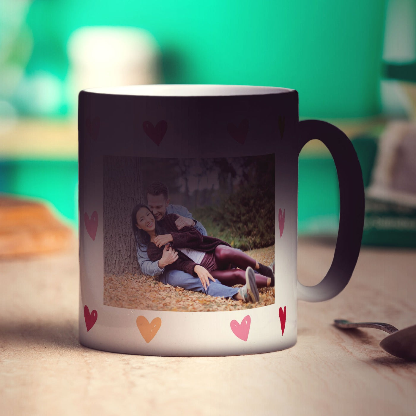 Hearts Personalised Photo Mug with Message