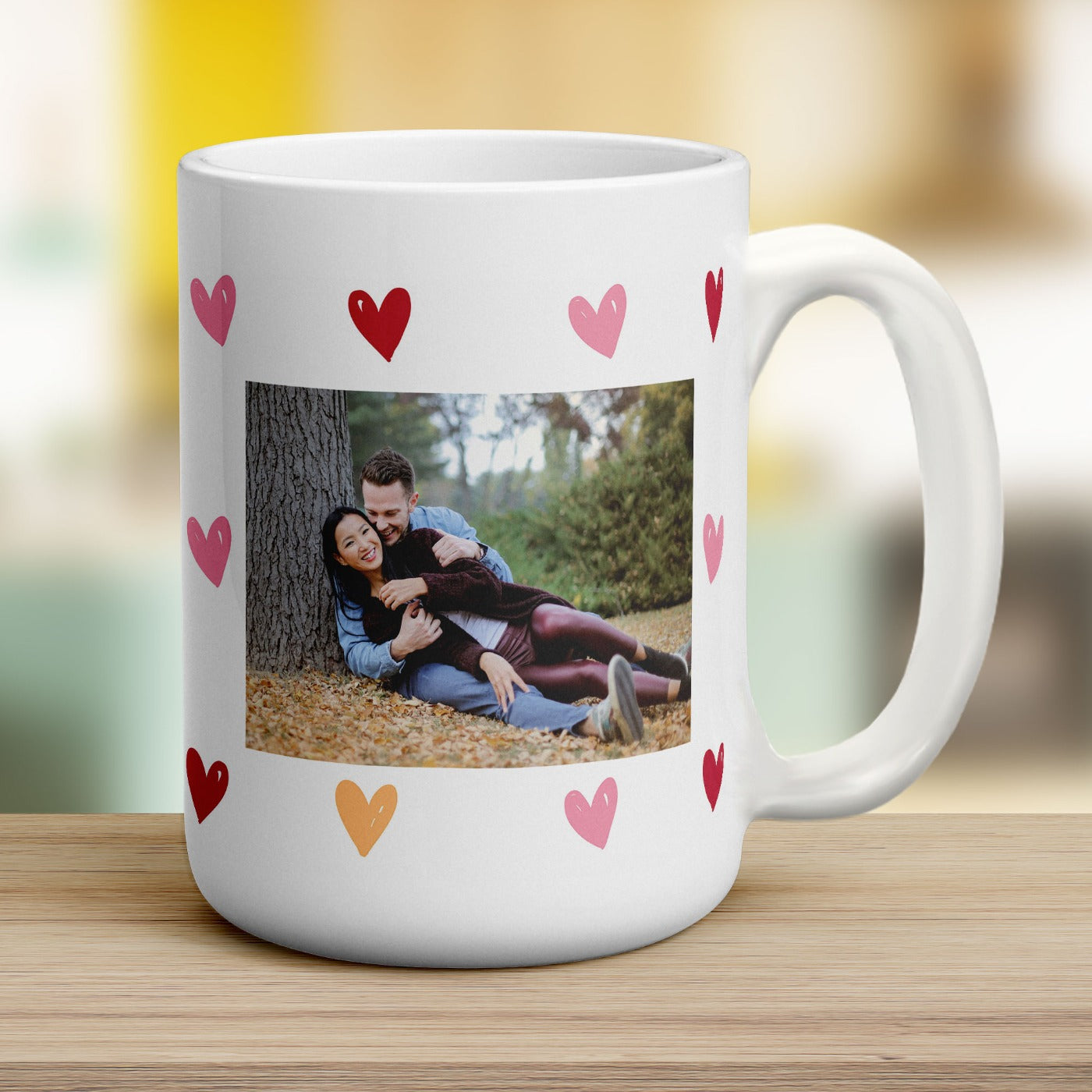 Hearts Personalised Photo Mug with Message
