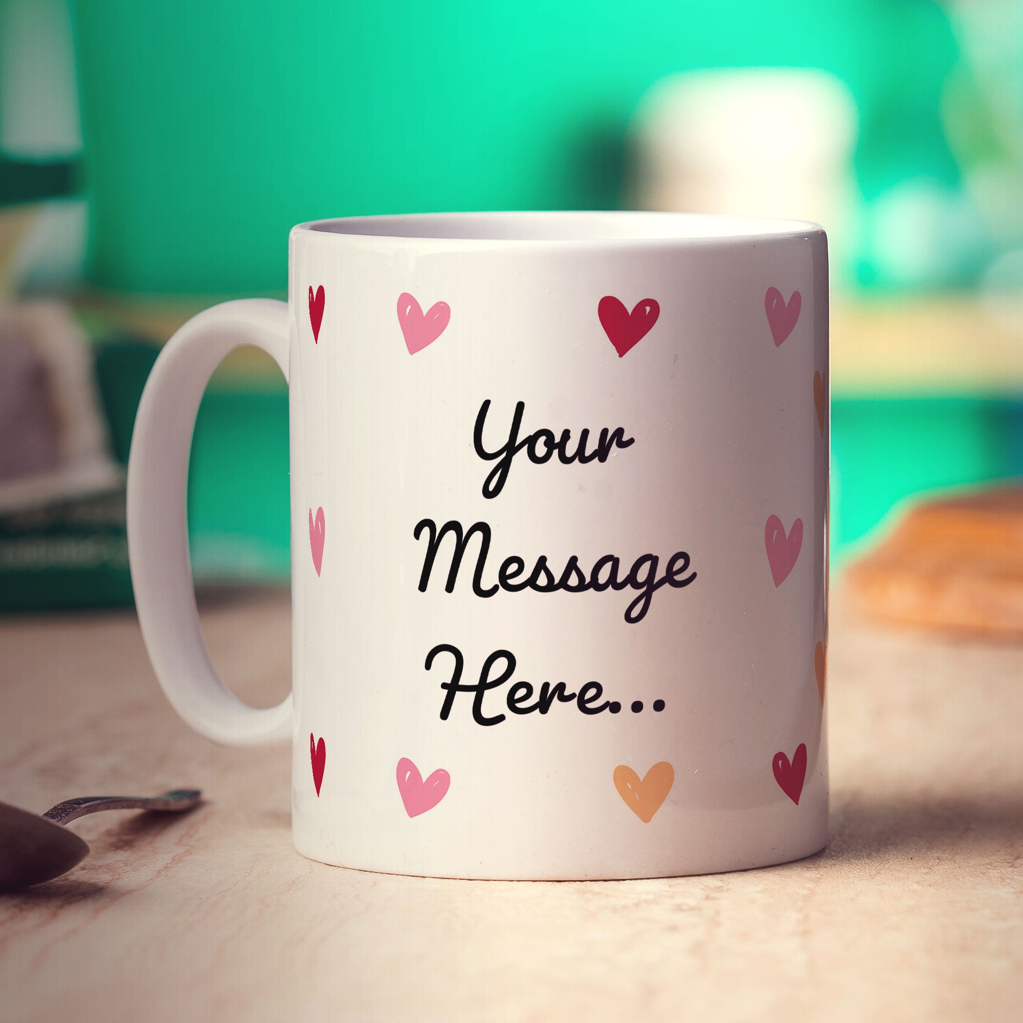 Hearts Personalised Photo Mug with Message