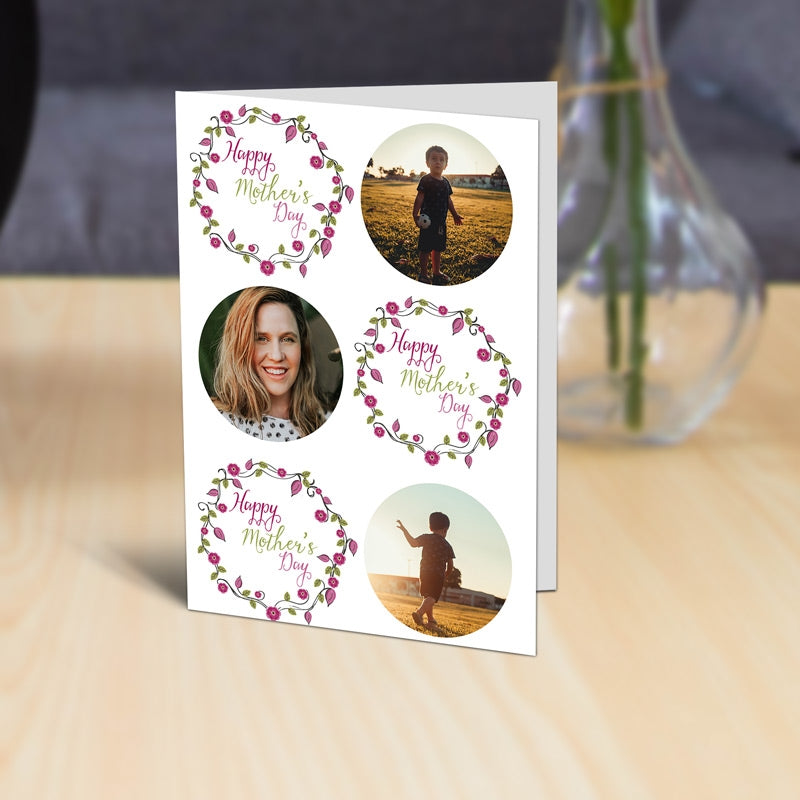 Pink Flower Crown Birthday Card Standing Up