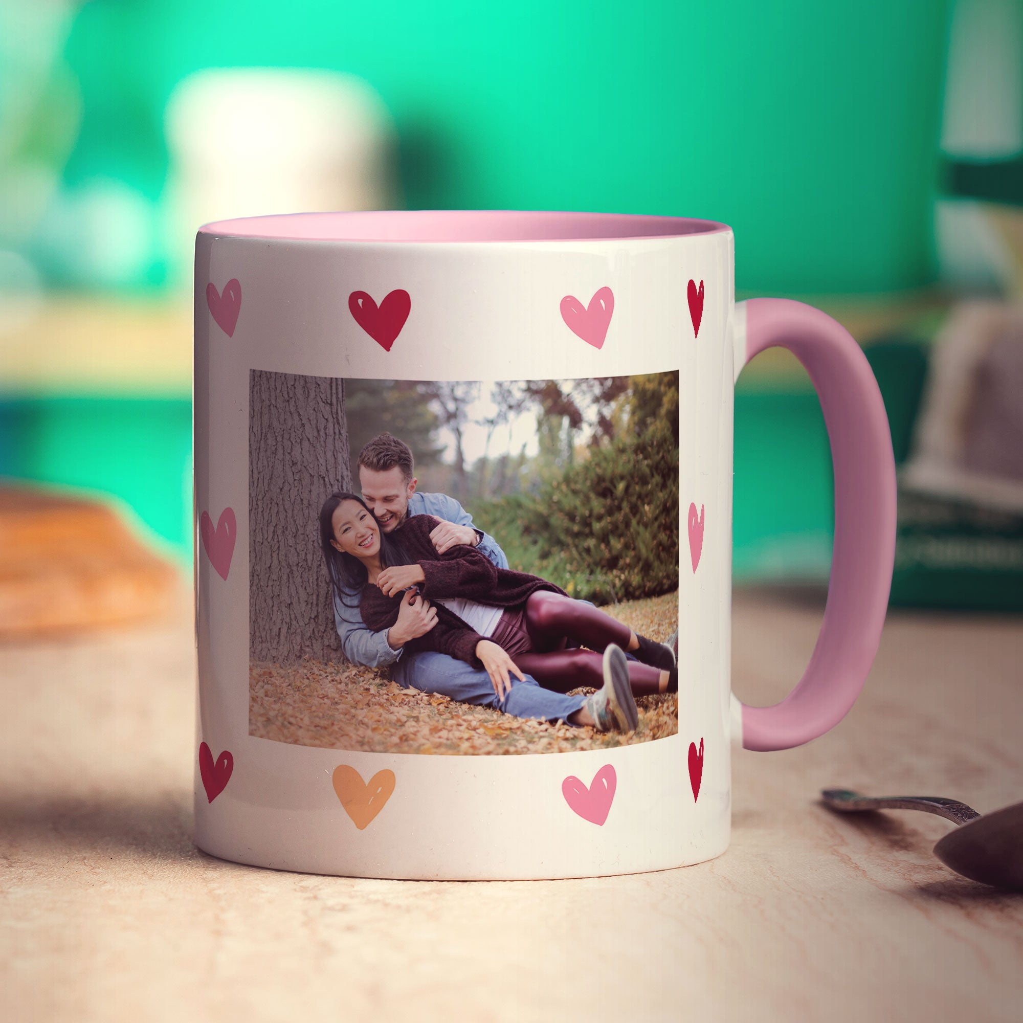 Hearts Personalised Photo Mug with Message