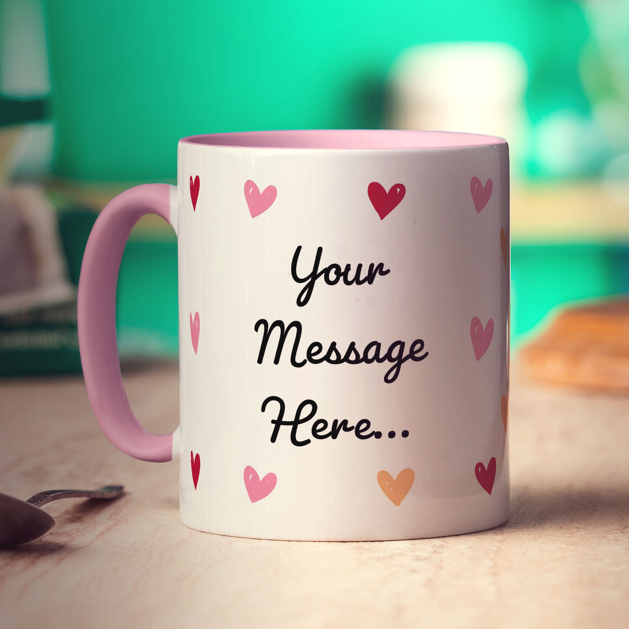 Hearts Personalised Photo Mug with Message