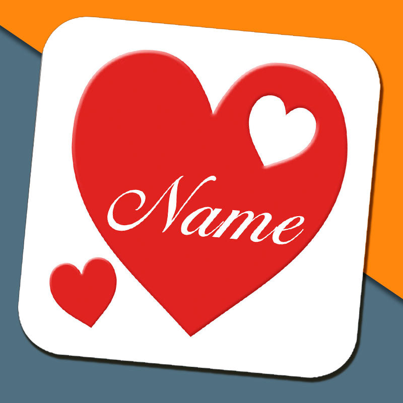Red Heart Name Coaster