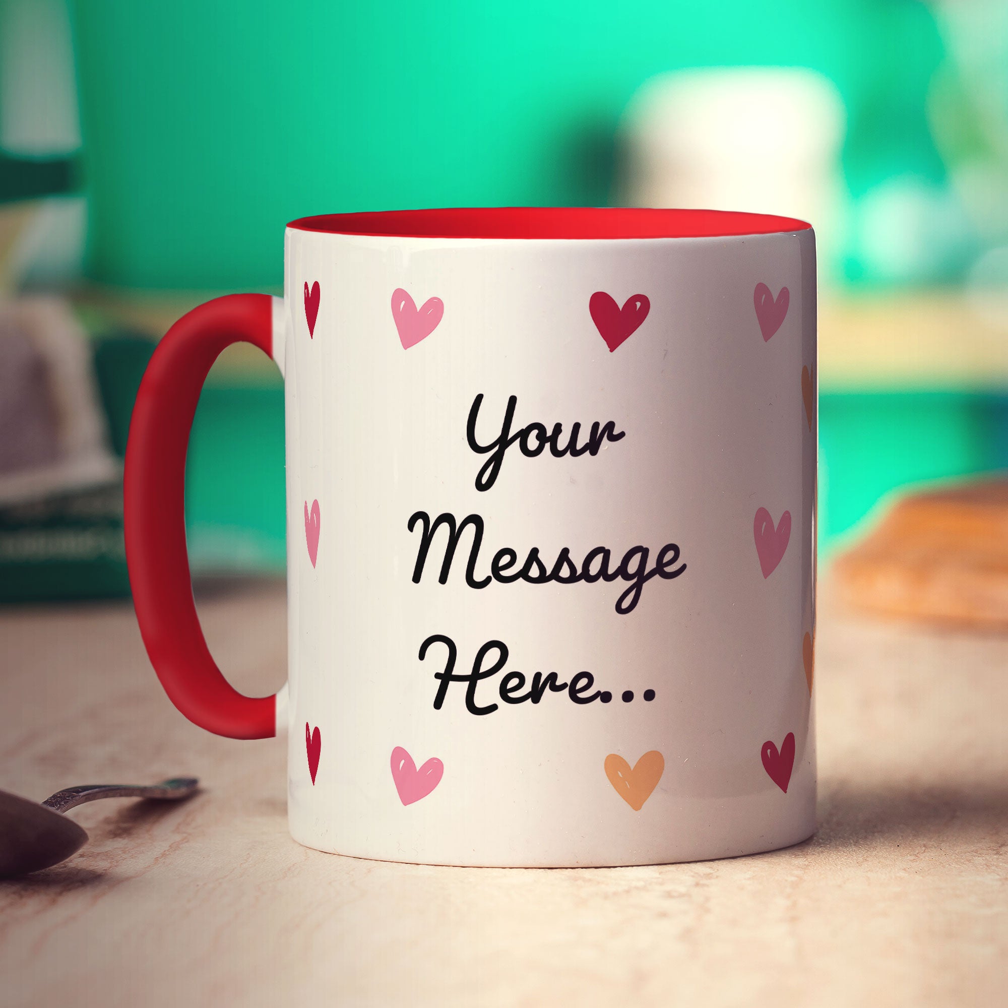 Hearts Personalised Photo Mug with Message