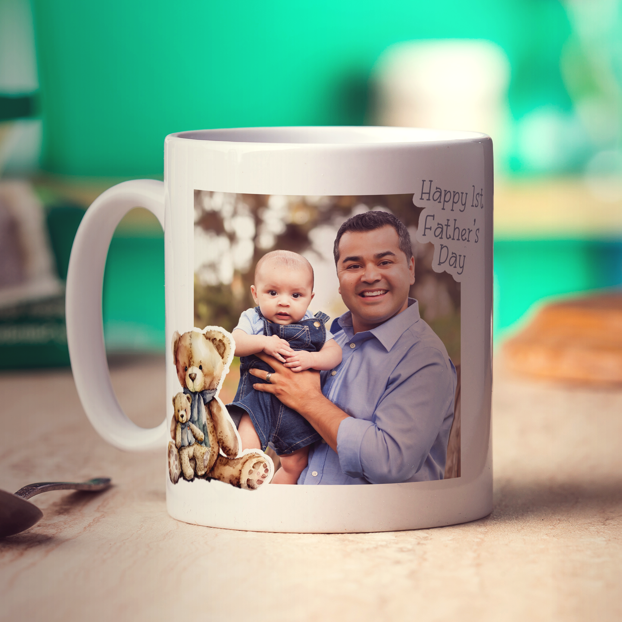 Happy 1st Father's Day Photo and Message Mug
