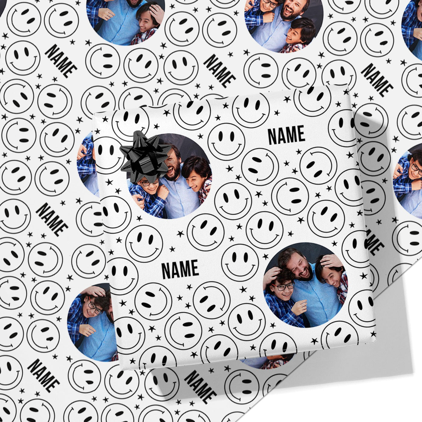 Smiley Face Name and Photo Wrapping Paper