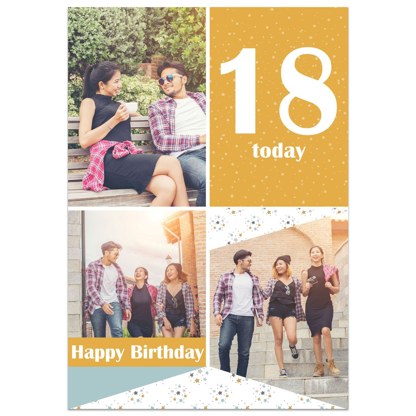 Star Photo Grid 18th Birthday Card