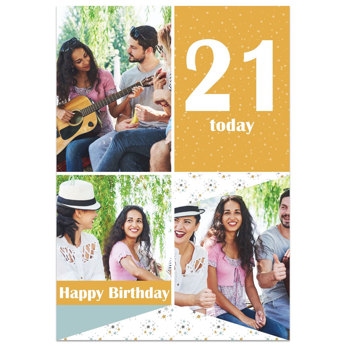 Star Photo Grid 21st Birthday Card