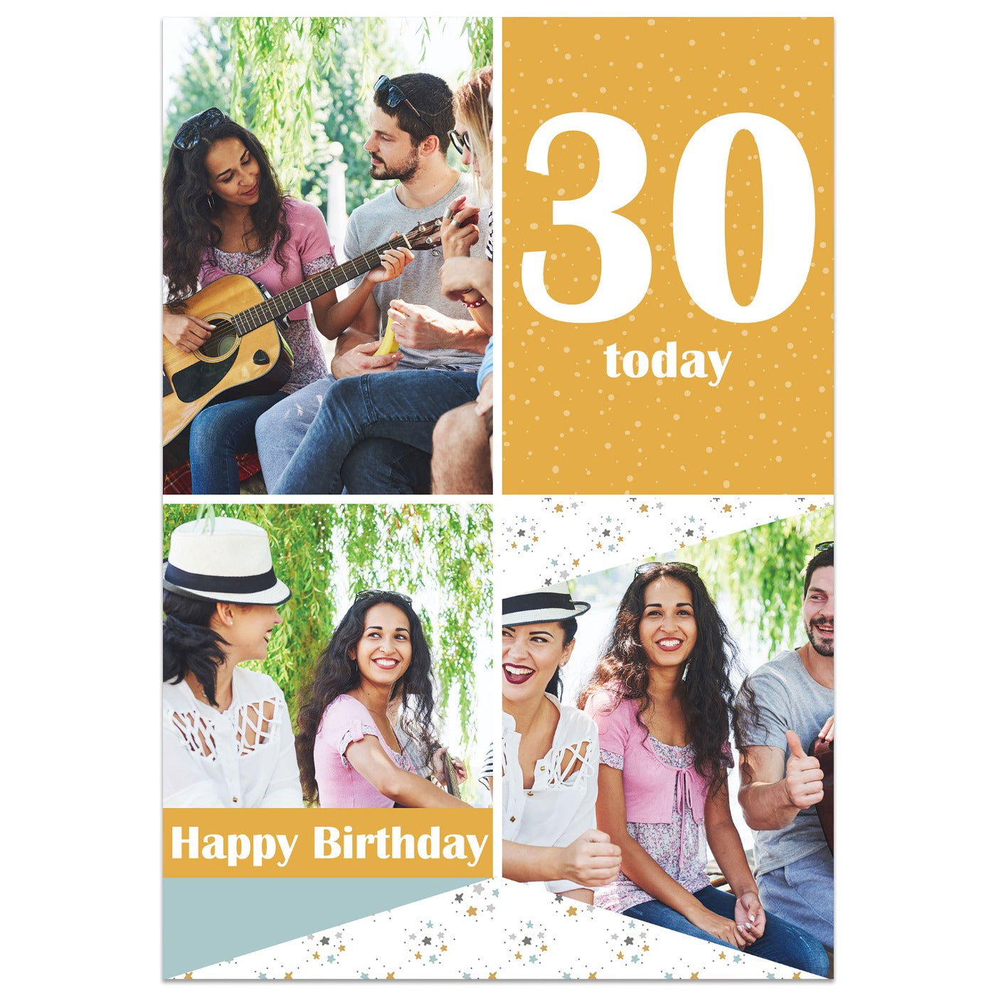 Star Photo Grid 30th Birthday Card