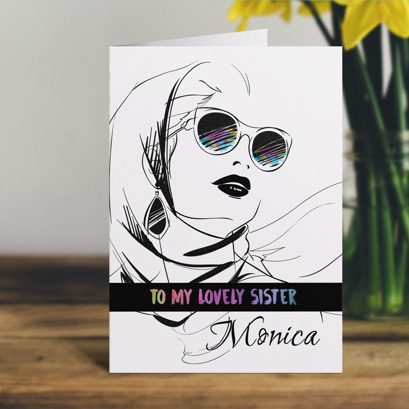 To My Lovely Sister Card Standing Up